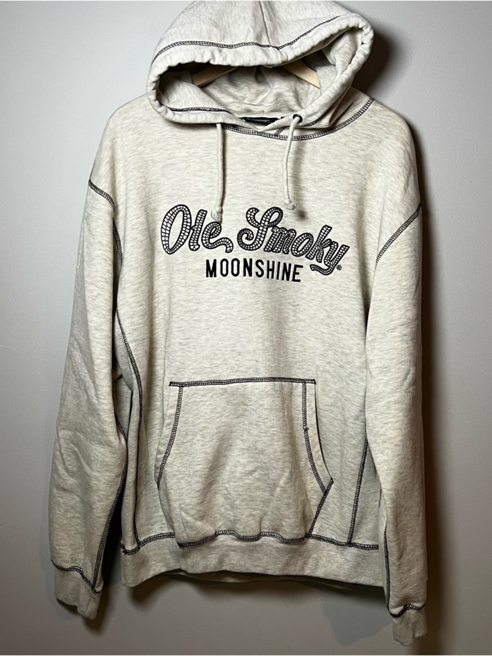 Ole Smoky Moonshine Embroidered Hoodie Adult 2XL Gray Chain Stitched Sweatshirt